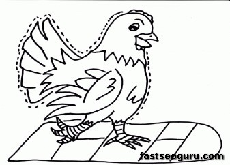 Coloring Pages Chickens Walking